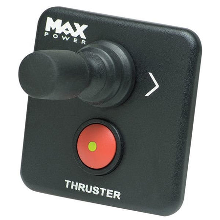 Max Power joystick i sort farve, 12/24V, monteret på en båd.