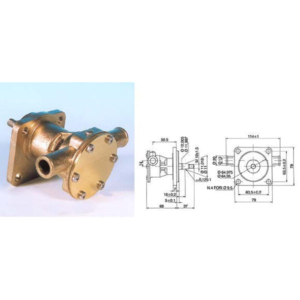 SeaTec pumpe med flange til motor ST123 set fra siden
