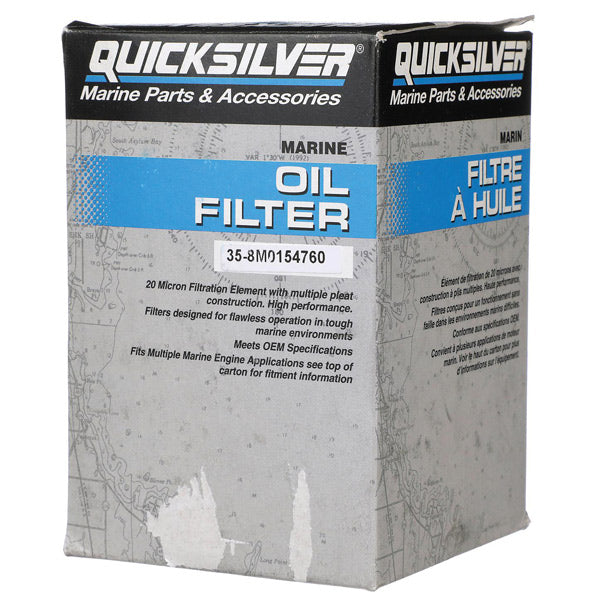 Quicksilver, 8M0154760 oliefilter til marinemotorer, set fra siden