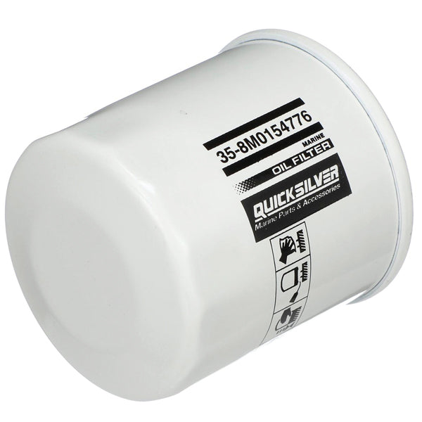Quicksilver oliefilter 20-mikron set forfra med mærkelogo