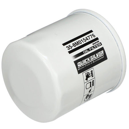 Quicksilver oliefilter 20-mikron set forfra med mærkelogo