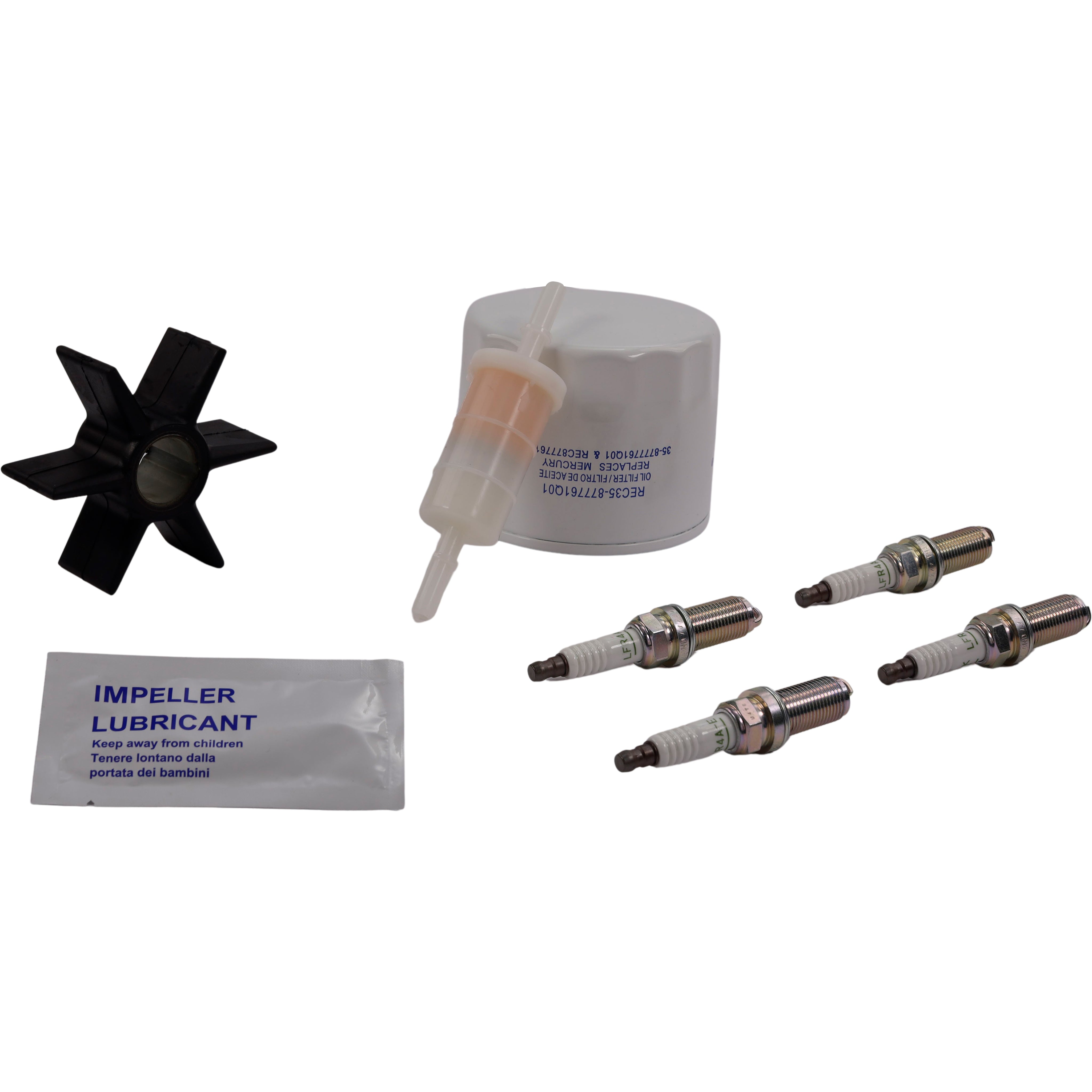 SeaTec Mercury servicekit til motorer med 75-115 hk, pakket flot sammen.