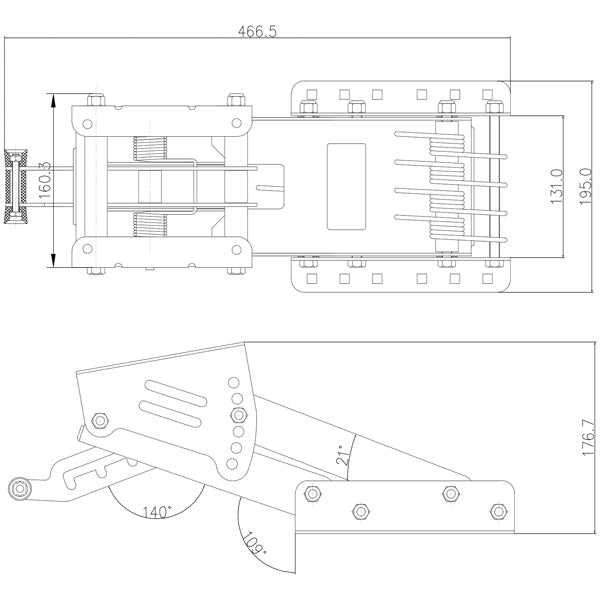 Motorhæve beslag monteret på båd, klar til brug.