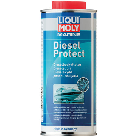 Liqui Moly marine dieselbeskyttelse i flaske, klar til brug.