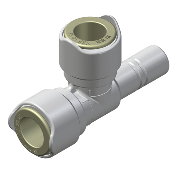Whale T-rør i plastik til 15-11 mm rør, set fra siden