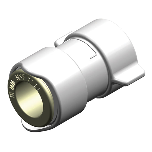 Whale adaptor tilsluttet 15mm rør, set fra siden