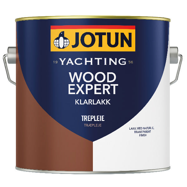 Jotun Wood Expert klar lak i 2,5 liters dåse, præsenteret på hvid baggrund.