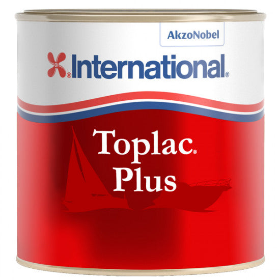 Gul International Toplac Plus lak set fra siden med pensel klar til brug