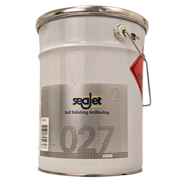 SeaJet 027 Econea bundmaling i hvid farve, præsenteret i en 5 liters bøtte.