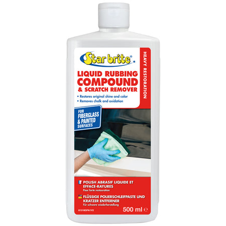 Star Brite flydende Rubbing Heavy Duty 500 ml flaske stående på en båd overflade