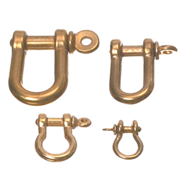 Foresti messing d-sjækel 6mm, set forfra med blank finish