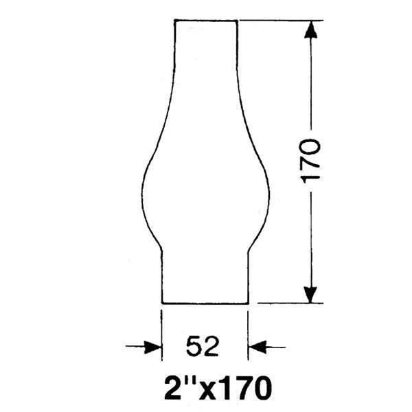 DHR lampeglas 2 x 170mm til olielamper, set fra siden
