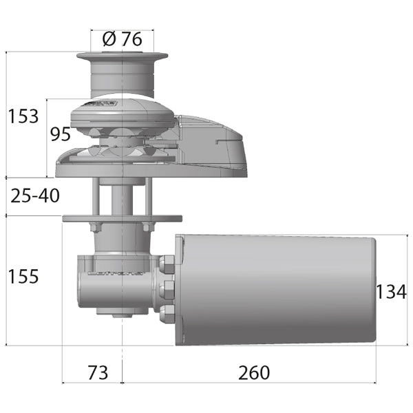Detailbillede af Lofrans ankerspil X2 alu med 8mm kæde