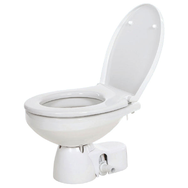 Jabsco Quiet Flush E2 compact installeret i båd med ledninger.