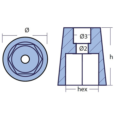 Detalje af Tecnoseal zink møtrik til aksel 60mm