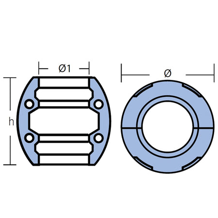 Bagfra billede af Tecnoseal zinkanode aksel, fremhæver design og kvalitet.
