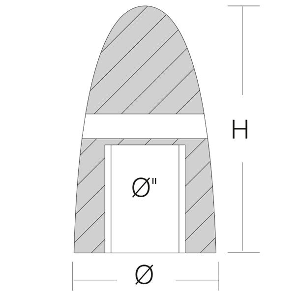 Zinkmøtrik til aksel Ø35-40mm, set fra siden