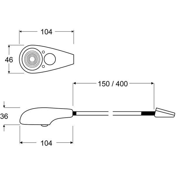 Hella LED kortlampe 15cm set forfra med lys