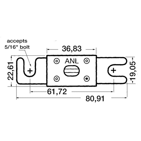 SeaTec 50 amp ANL sikring monteret i en bådinfrastruktur.