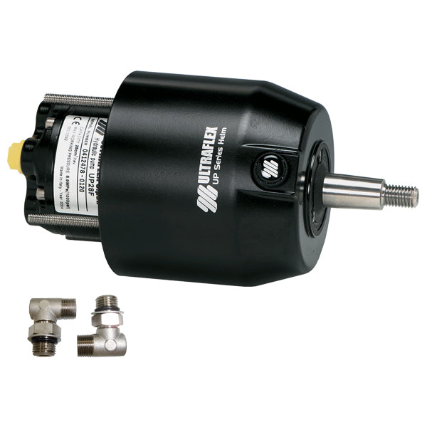 Hydraulisk ratpumpe fra Ultraflex vist bagfra