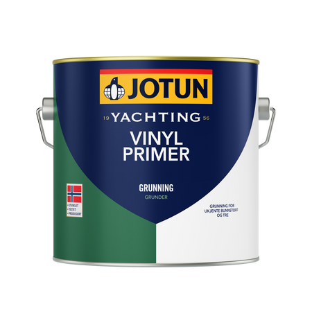 Jotun Vinyl Primer i sølvgrå 3/4 L, præsenteret på hvid baggrund